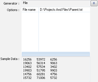 DTM Data Generator for Excel: by text file generator options